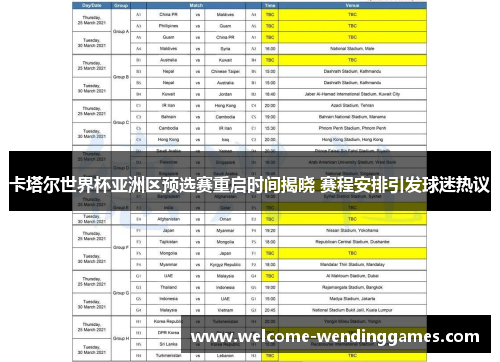 卡塔尔世界杯亚洲区预选赛重启时间揭晓 赛程安排引发球迷热议