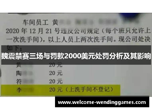 魏震禁赛三场与罚款2000美元处罚分析及其影响