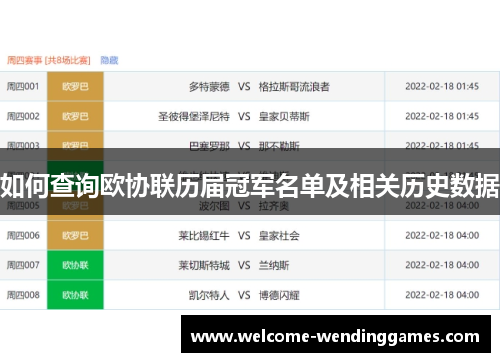 如何查询欧协联历届冠军名单及相关历史数据